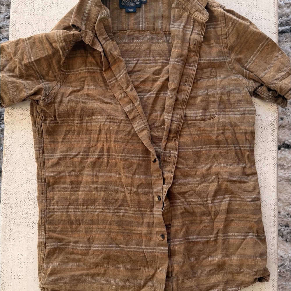 Pendleton Men's Tan Brown Striped Lightweight Shirt Jacket